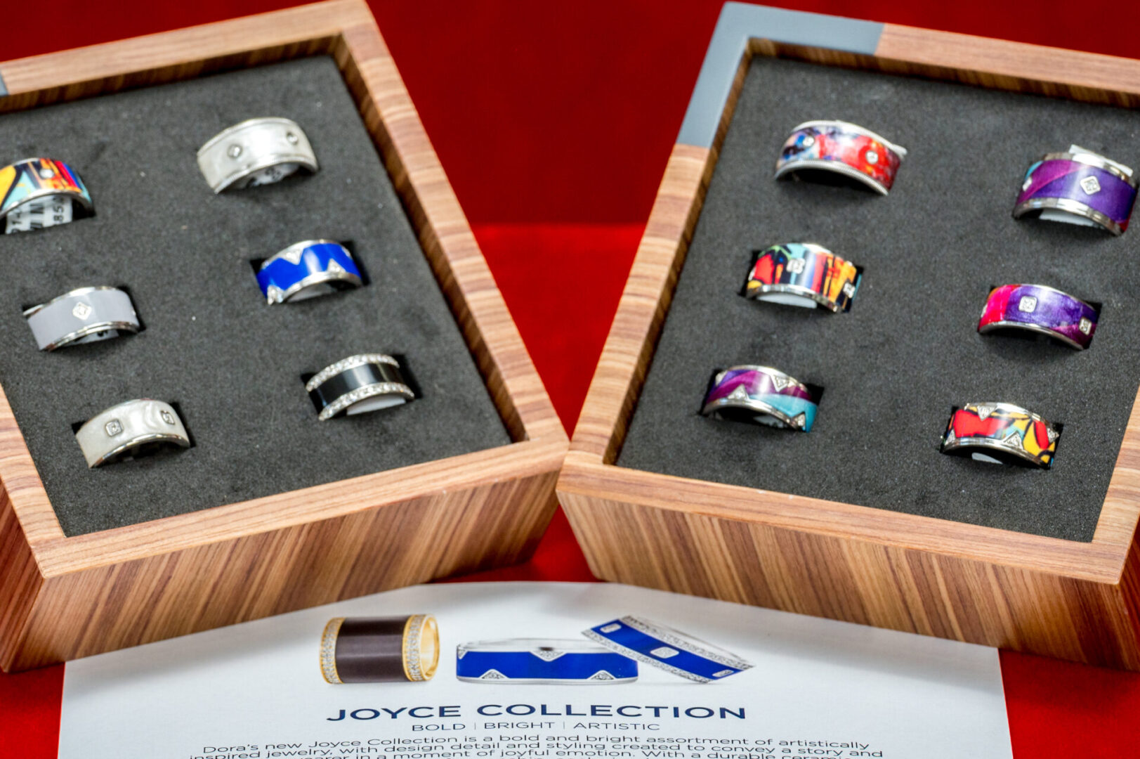 A couple of rings are in a box